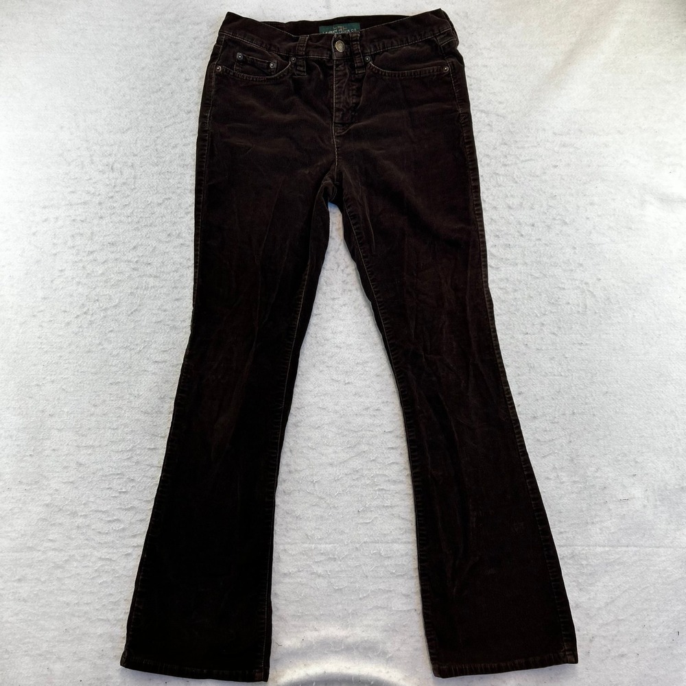 Lauren Ralph Lauren Corduroy Pants Womens 2 Brown Flare Bootcut Stretch